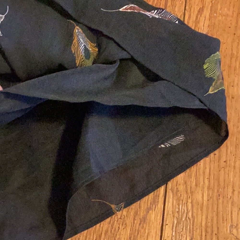 Madewell black Peacock Feather Print pull on Ruffle skirt  women’s size medium - Picture 9 of 10